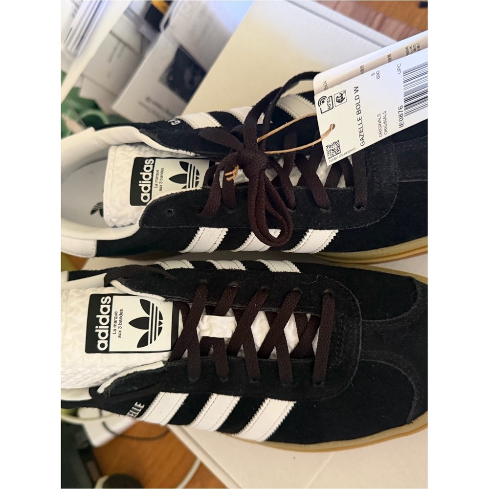 adidas Women's Gazelle Bold, Blk & Wht w/3 layer Gum Sole, Sz 9.5, Brand New - Picture 7 of 8
